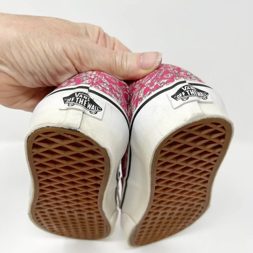 Vans Liberty Art Fabric Sneaker Shoes Womens Sz 5.5 Pink Leaves Low Top Lace Up